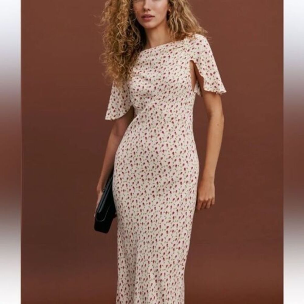 Reformation Lassie Floral Cream Dress size 8